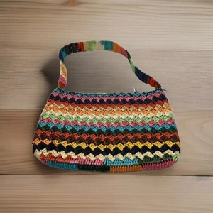 Handtasche Vintage 70er Jahre Mehrfarbig Gewebt - Bild 1 von 6