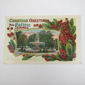 Postcard California Christmas Greeting Central Park Fountain L.A. Antique 1912 - Picture 1 of 12