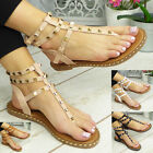 Sandales plates pour femmes chaussures gladiateur confortables à lanières orteils pour femmes taille