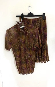BNWT Joseph Ribkoff UK 10 Top+ Skirt Twin Set Metallic Shimmer Gold Printed - Picture 1 of 9