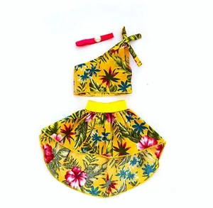 Conjunto de vestido amarillo estilo hawaiano para muñeca de 18"" ropa American Girl OG - Imagen 1 de 2
