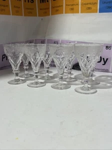 Set Of 8 Antique & Crafts John Walsh Crystal Fruiting Vine Port Sherry Glasses - Picture 1 of 5