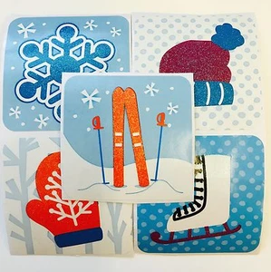 15 Winter Urlaub Symbol Glitzer Aufkleber Party Gefälligkeiten Lehrerbedarf Schneeflocke - Bild 1 von 1