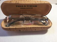 Field and Stream Gunmetal Glasses Frame with Demo Lenses and Faux Cork Hard Case