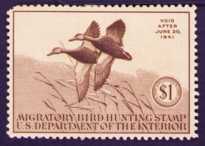 Scott #RW12.  U.S. Duck Hunting Permit Federal. Full Gum  Mint Hinged Creased - Image 1 of 2