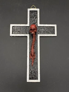 Skull Silver Cross Art By Aaron Goodwin 1/1 Painting Size 9x6 - Picture 1 of 3