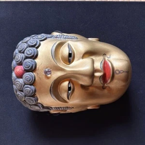 Shakyamuni Buddha Noh Mask Traditional Japanese Art Handcrafted Multicolor Used - Picture 1 of 2