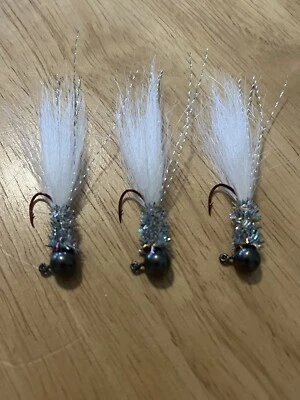 Three hand tied 1/16 crappie jigs  - Image 1 of 3