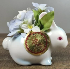 Vintage Mini 3" Long Napco Easter Bunny Floral Vase Planter - Picture 1 of 10