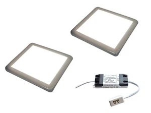 SQUARE KITCHEN CABINET LED LIGHT X 2 SLIM FLAT PANEL UNDER CUPBOARD COOL WHITE - Picture 1 of 6