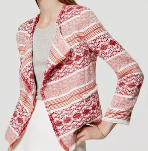 Nueva con etiquetas $108 Ann Taylor LOFT Chaqueta Abierta con Flecos Texturizados Talla 4 - Imagen 1 de 9