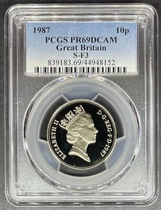 1987 Proof Great Britain 10p Ten Pence PCGS PR-69 DCAM, 1 of 7 in 69,  2 Higher - Picture 1 of 2
