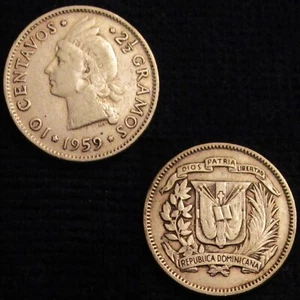 DOMINICAN REPUBLIC, 10 CENTAVOS 1959, SILVER, VF. - Picture 1 of 1