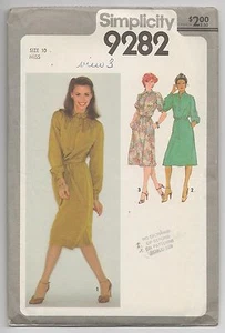 Vtg Simplicity 9282 Misses Dress & Tie Belt Pattern Sz 10 Vtg 1979 - Picture 1 of 2