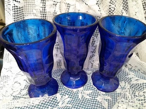 3er Set Kobaltblau Anchor Hocking Eisbecher Milchshake Dessert Gläser 7 Zoll - Bild 1 von 8
