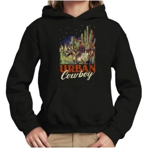 Cool Vintage Distressed Western Urban Cowboy Youth Hooded Sweatshirt Boy or Girl - Picture 1 of 7