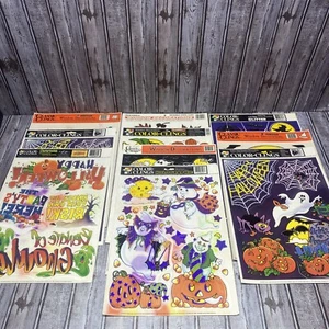 Halloween Window Clings 10pc Vintage 90’s Lot Ghosts Pumpkins Holograph Classic - Picture 1 of 11