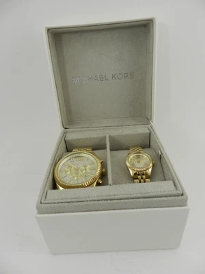 Michael Kors Lexington His and Hers Pavé Gold-Tone Watch Set MK1047 - Image 1 of 4