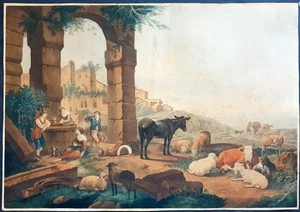 Stampa antica 1799 acquatinta a colori John Murphy campagna romana bucolico - Picture 1 of 12