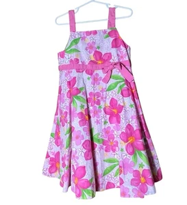 Hawaiian Dress Girl’s 6x Pink Floral Sundress Hula Muumuu Aloha Made In Hawaii - Picture 1 of 8