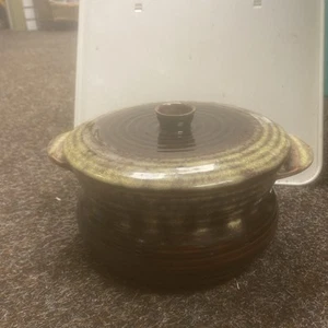 Vintage Johannes Brahm Brown & Yellow Glazed Pottery Lidded Dish Casserole  #390 - Picture 1 of 24
