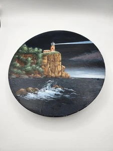 Lighthouse Handpainted Signed Small Storage Container 13" X 2" - Picture 1 of 9