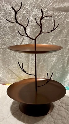 Metal Two-tier serving tray or display stand, copper metallic color,great condit - Image 1 of 4
