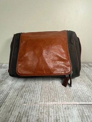 Bosca Utili-Kit  Brown Leather Toiletry Dark Brown Travel Kit Tote  VINTAGE - Image 1 of 4
