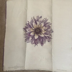 Square by design Dahlia Flower Woven Fabric Panel Embroidered Tapestry. New. Tan - Picture 1 of 6