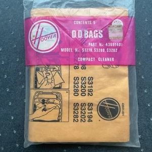 5 Hoover Vacuum Cleaner Bags, #43651401 for S3278, S3280, S3282. NEW. Free Post! - Picture 1 of 5