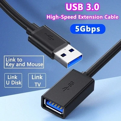 USB 3.0 Extension Cable Male to Female 5Gbps High Speed Data Cord For PC TV PS4 - Image 1 of 4