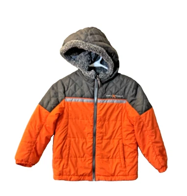 Zero Exposure Youth Boys Large Size 7 Orange Gray Coat Jacket With Hood - Image 1 of 4