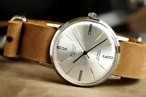 POLJOT De Luxe Mechanical Vintage Watch Ultra SLIM leather strap Men's Watch - Picture 1 of 10