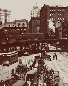 Foto de tren elevado 1899 de la ciudad de Nueva York desde South Ferry impresión 8x10 - Imagen 1 de 2