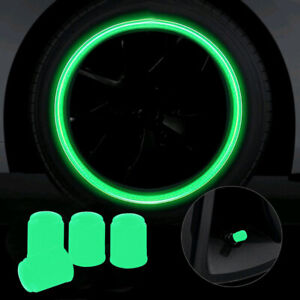 4x Luminous Car Valve Cap Tire Valve Core Cover Tire Hub Rim Cover Accessories