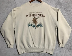 Vintage Lost Terrain Buck Embroidered Sweatshirt Men’s XL Beige Earth Tone 90’s - Picture 1 of 7