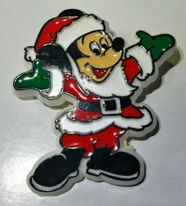 Rare Retro Florida Plastic Mickey Mouse Christmas Santa Claus Walt Disney Button - Picture 1 of 9