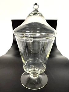 Clear Glass Pedestal Candy Dish With Lid 12.50" Tall with Lid x 6.25" Diameter - Picture 1 of 12
