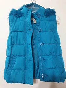 Arizona Girls Winter Insulated Puffer Vest Large 12/14 Outerwear Faux Fur Hoodie - Picture 1 of 11