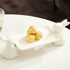  White Ceramics Snack Stand Decorative Tray for Food Dessert Platter
