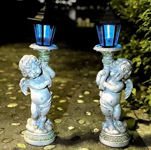 A set of 2 Angel statue Waterproof LED Garden Decorative Figurine for Patio,Lawn - Picture 1 of 11