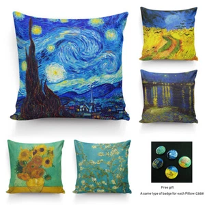 Painting By Vincent Van Gogh High Quality Silk Pillowcase Decor Cushion Cover I - Picture 1 of 14