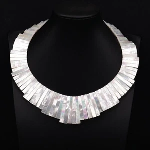 Collar Gargantillas 18"" Natural Colorido Blanco Concha de Mar Rama Cuentas - Imagen 1 de 4