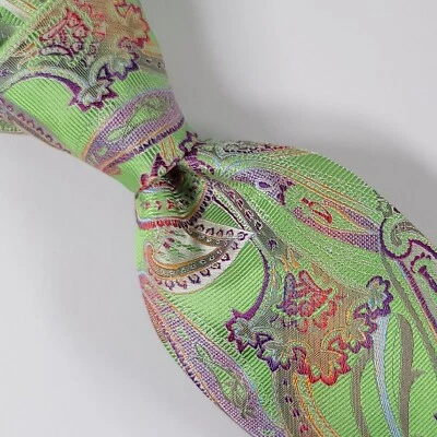 LAURANT BENNET Milano Paisley 100% Micro Fiber Necktie, Green & Purple - NWT  - Image 1 of 4