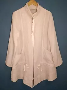 Soft Surroundings L Womens Full Zip Linen Jacket Tunic Pockets Long Sleeves Tan - Picture 1 of 13