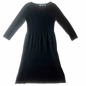 Uniqlo Women’s S Black Sweater Dress Knit Midi Goth Stretch Casual Wool Blend - Picture 1 of 9