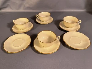 Vintage 10 Piece Avignon Pirken Hammer Tea Cups & Saucers Gold Rim - Picture 1 of 9