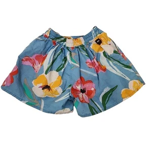 Tea Collection Girls Floral Linen Cotton Blend Elastic Waist Shorts Size 3 - Picture 1 of 7