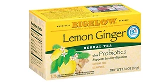 Bolsas de té de hierbas limón jengibre más probióticos, caja de 18 unidades (paquete de 1) cafeína - Imagen 1 de 12