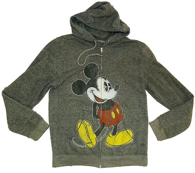 Chaqueta con capucha gris cremallera completa Mickey Mouse de los parques de Disney para hombre; talla L Foto 1 de 4